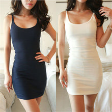 Style Slim Sexy Solid Lady Bodycon Skinny Bottoming Dress Cotton Spaghetti Strap Base Mini Dresses J4U66