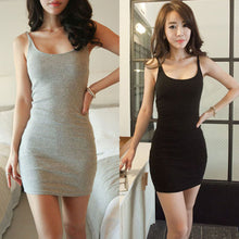 Style Slim Sexy Solid Lady Bodycon Skinny Bottoming Dress Cotton Spaghetti Strap Base Mini Dresses J4U66
