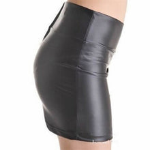 Style Women Bodycon Skirt Faux Leather Look Zip High Wasit Black Mini Short Skirt Y4 J4U66