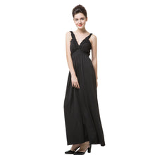 style women sleeveless maxi dress elegant deep v neck ruffle backless sexy long dress black J4U66