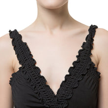 style women sleeveless maxi dress elegant deep v neck ruffle backless sexy long dress black J4U66