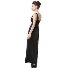 style women sleeveless maxi dress elegant deep v neck ruffle backless sexy long dress black J4U66