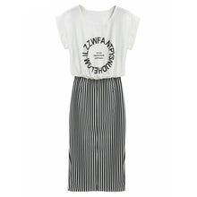 Style Women's Fashion Sexy Striped Dress Casual Long OL Formal Dresses J4U66