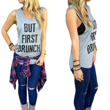 t-shirts women t-shirts letter print casual gray sleeveless basic women tops blusas tee shirt femme J4U66