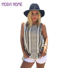 tank top women sleeveless striped linen casual tee shirt vest women tops asymmetrical hem tank top grey J4U66