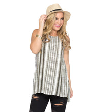 tank top women sleeveless striped linen casual tee shirt vest women tops asymmetrical hem tank top grey J4U66