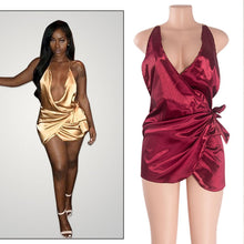 Woman Sleeveless Club Dress Short Sexy Dresses Bandage Deep V- Neck Dress J4U66