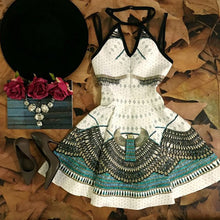 Women Chiffon Casual Dress Print Sleeveless Print Bodycon V Neck Elastic Waist Bohemian Beach Dresses J4U66