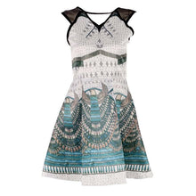 Women Chiffon Casual Dress Print Sleeveless Print Bodycon V Neck Elastic Waist Bohemian Beach Dresses J4U66