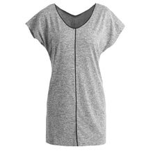 women dress mini tunic beach dress short sleeve o neck casual dresses grey vestidos J4U66