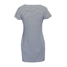 women dress striped short sleeve mini party dress white o neck casual loose dress beachwear vestidos J4U66