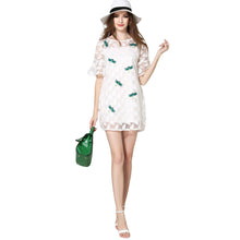 women mini elegant dress dragonfly feather embroidery o neck evening party dress flare sleeves sheer vestidos white J4U66