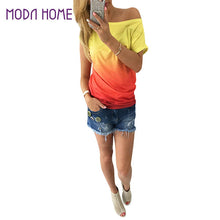 women ruffled o neck short sleeve t-shirts rainbow gradual change tops casual vestido blusas femininas baratas J4U66