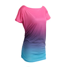 women ruffled o neck short sleeve t-shirts rainbow gradual change tops casual vestido blusas femininas baratas J4U66