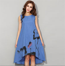 women novelty asymmetrical chiffon dresses,sleeveless irregular casual dress, girl flower print dress vestidos Y4 J4U66