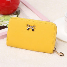 Top Women Korean Cute Bowknot Purse Solid Wearable Short Wallet Zipper PU Leather Handbag PurseWallets  J4U66