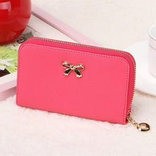 Top Women Korean Cute Bowknot Purse Solid Wearable Short Wallet Zipper PU Leather Handbag PurseWallets  J4U66