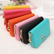Top Women Korean Cute Bowknot Purse Solid Wearable Short Wallet Zipper PU Leather Handbag PurseWallets  J4U66