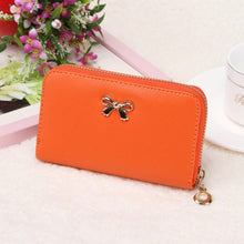 Top Women Korean Cute Bowknot Purse Solid Wearable Short Wallet Zipper PU Leather Handbag PurseWallets  J4U66