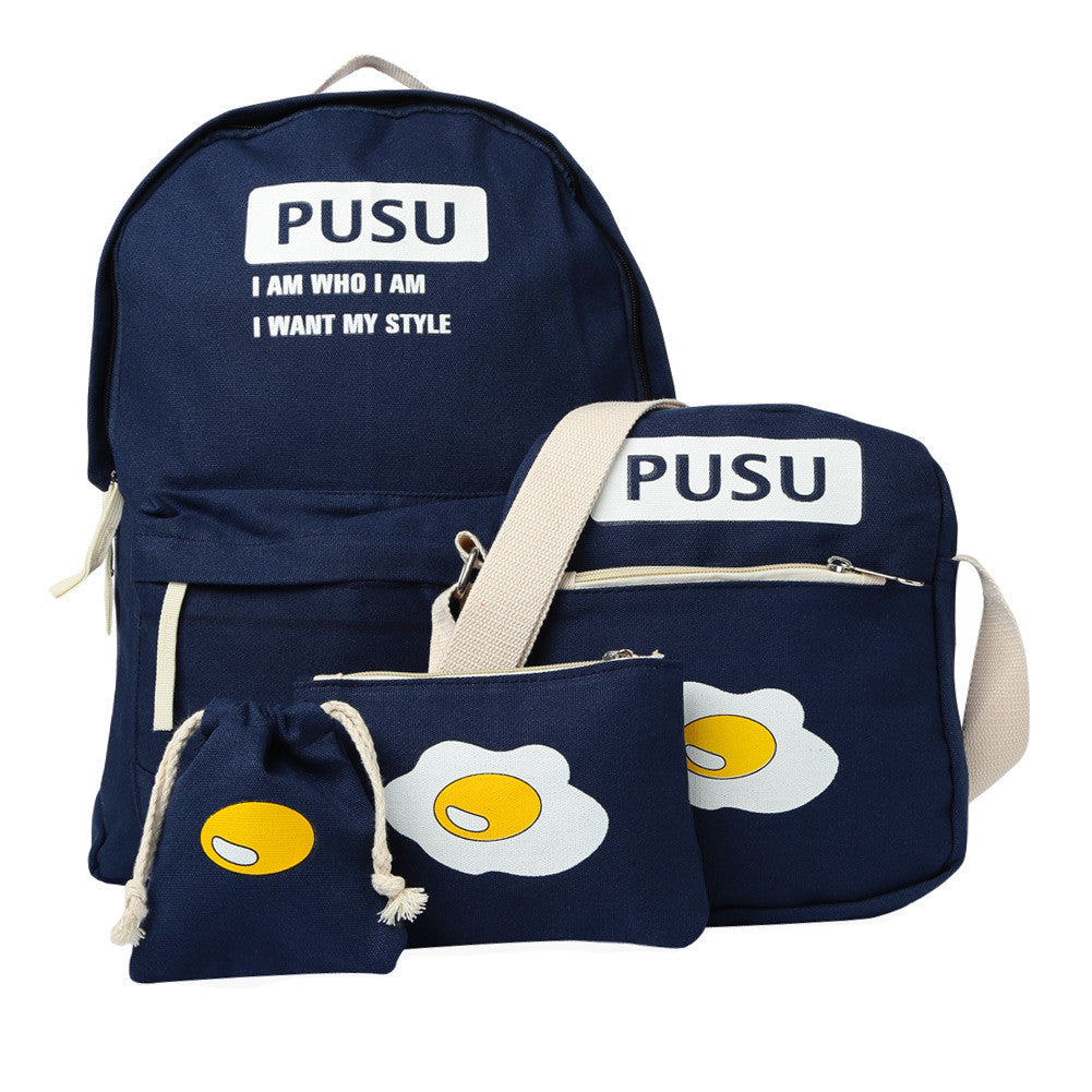 trendy casual canvas backpacks women school bags for teenage girls letter printing backpack shoulder bags mochila J4U66