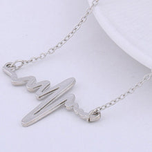 Trendy EKG Heart Beat Chain Necklace Heartbeat Rhythm with Dangling Heart Womens Jewelry J4U66