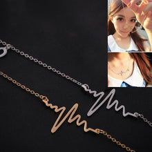 Trendy EKG Heart Beat Chain Necklace Heartbeat Rhythm with Dangling Heart Womens Jewelry J4U66