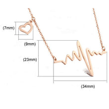 Trendy EKG Heart Beat Chain Necklace Heartbeat Rhythm with Dangling Heart Womens Jewelry J4U66