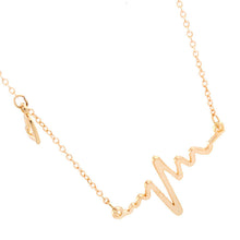 Trendy EKG Heart Beat Chain Necklace Heartbeat Rhythm with Dangling Heart Womens Jewelry J4U66