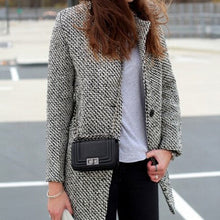 vintage women long coat parka jacket trench wool blends lapel outwear J4U66