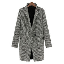 vintage women long coat parka jacket trench wool blends lapel outwear J4U66