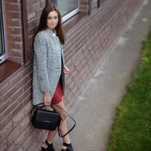 vintage women long coat parka jacket trench wool blends lapel outwear J4U66