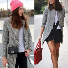 vintage women long coat parka jacket trench wool blends lapel outwear J4U66