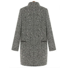 vintage women long coat parka jacket trench wool blends lapel outwear J4U66