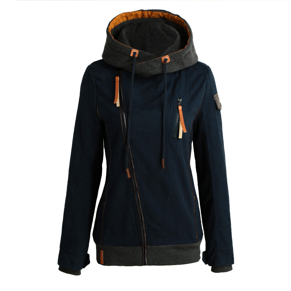 warm casual women hoodies zipper long sleeve top for zipper jacket with hood coat moletom feminino J4U66