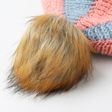 colorful snow caps striped knitted beanie hat with pom pom bead for women femme hip hop skullies cap J4U66