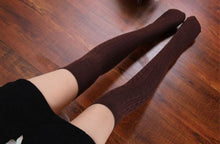 Fashion Women Socks Cotton Women Knit Over Knee Thigh Spiral Pattern High Boot Socks  J4U66