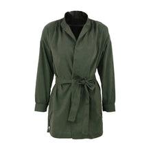 women thin parka coat rond neck long sleeve casual coat for women windbreaker top dark green J4U66