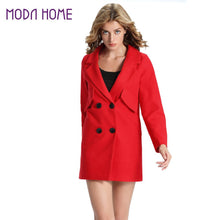 women double breasted wool coat solid side pockets long sleeves jacket elegant warm outwear grey red abrigos mujer J4U66