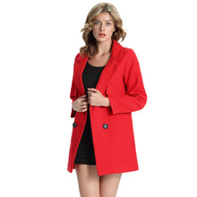 women double breasted wool coat solid side pockets long sleeves jacket elegant warm outwear grey red abrigos mujer J4U66