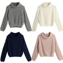 womens pullover tops short knitted sweater turtle neck vertical stripes raglan warm clothes casual roupas femininas J4U66