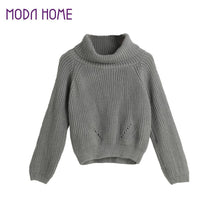 womens pullover tops short knitted sweater turtle neck vertical stripes raglan warm clothes casual roupas femininas J4U66