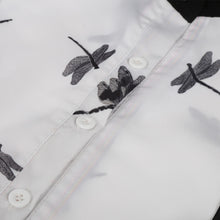 women casual tunic style cute mini dresses ladies white long sleeve dragonfly print short dress J4U66