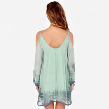 women beach dress loose deep v neck long sleeve dresses vestidos novelty spaghetti strap chiffon party dresses J4U66
