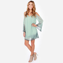 women beach dress loose deep v neck long sleeve dresses vestidos novelty spaghetti strap chiffon party dresses J4U66