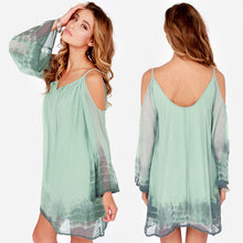 women beach dress loose deep v neck long sleeve dresses vestidos novelty spaghetti strap chiffon party dresses J4U66