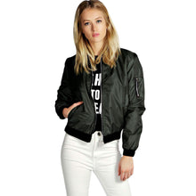 women biker bomber jacket short zipper slim coat women vintage outerwear long sleeve tops black dark green J4U66