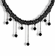 Women Black Beads Pendant Crystal Bib Chain Jewelry Collar Choker Necklace J4U66