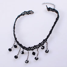 Women Black Beads Pendant Crystal Bib Chain Jewelry Collar Choker Necklace J4U66
