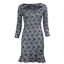 women bodycon dress three quarter sleeve geometric print mini dress mermaid hem workwear sexy club dress black J4U66