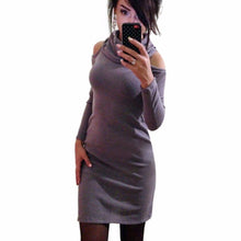 Women Dress Fashion Bodycon Strapless Long Sleeve Package Hip Dress Sexy Club Evening Party Dress J4U66